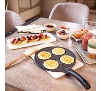Poêle à Pancake, 4 Empreintes Ø 10cm, Revêtement Antiadhésif, Aluminium Forgé, Tous Feux Dont Induction
