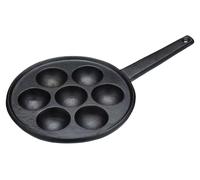 Poêle à pancakes danois fonte - Poêle à 7 trous - 20,5 cm - Noir - Pour pancakes et pancakes mini