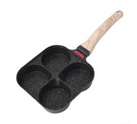 Poêle à petit-déjeuner 38 cm pour omelette pour bacon, pancake, poêle à | Revêtement en pierre de maifan, antiadhésif, cuisson saine, peu d'huile, nettoyage facile, design à 4 trous