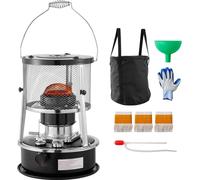 Poêle à pétrole portable - Poêle et réchaud 2 en 1 - Puissance 9000 BTU (2,6 kW) - Hauteur et flamme réglables - Pour l'intérieur et l'extérieur - Camping, tente, garage - Noir