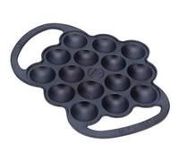 Poêle à Poffertjes en Fonte Assaisonnée 15 Cavités pour Mini Pancakes, Blinis Victoria 36.225 Noir Noir