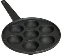 Poêle à poffertjes - Poêle à crêpes - Takoyaki - Pour cuire de petites douceurs - Fonte avec revêtement antiadhésif - 7 cavités de 5,5 cm - Noir