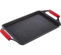 Poêle à rôtir en aluminium moulé - Plaque de cuisson - Pour une cuisine savoureuse - Revêtement antiadhésif en titane - 43 x 25 cm - Noire