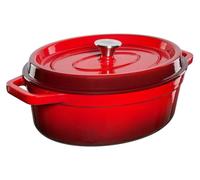 Poêle à rôtir ovale en fonte émaillée, rouge, 5,6 litres