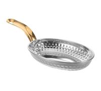 Poêle à Steak Coréenne Ovale en Acier Inoxydable à Poignée Unique | Surface Lisse Éclatante, Service à Table, pour Fruits de Mer et Steak, Usage Professionnel