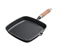 Poêle à Steak en fonte, poêle à gril antiadhésive à chauffage, 8,7 pouces | Poêle à gril antiadhésive Pour dessus de cuisinière, grande de cuisson carrée, poêle avec manche en bois et bec verseur