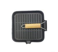 Poêle à steak en fonte, poignée pliable, carrée, rayée, 26 cm, pour la cuisine à la maison, le barbecue, assiette de grill (assiette de 24 cm)