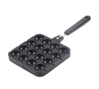 Poêle à Takoyaki Ronde en Aluminium 16 Alvéoles Antiadhésive Noire | Cuisson sur Plaque Four, Démoulage Facile, Nettoyage Rapide, pour Pâte à Takoyaki et Bouchées de Beignet