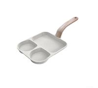Poêle à œufs 3 en 1 en alliage d'aluminium avec revêtement antiadhésif, poêle à frire pour petit déjeuner, steak et omelette, 41 x 19,4 x 2 cm, résistante à la chaleur pour poignée, convient au gaz et