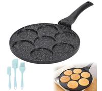 Poêle à Œufs 7 Trous Avec Pinceau à Huile - Antiadhésive Pour Crêpes, Pancakes, Omelettes (Diamètre : 26 cm)