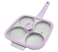 Poêle à œufs avec 4 compartiments et couvercle, 26x24 cm, poignée amovible, couleur violette