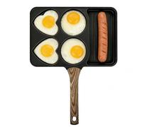 Poêle à œufs avec poignée en bois et métal | Poêle à œufs au plat antiadhésive pour la maison, le restaurant, la cuisson, les hamburgers, la viande, le poisson, le poulet