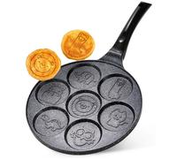 Poêle à œufs avec revêtement en granite - 7 compartiments - 26 cm - Alliage d'aluminium - Noir