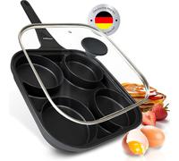 Poêle à œufs de 27 cm avec couvercle, antiadhésive, compatible induction