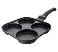Poêle à œufs en granit - 4 compartiments - 22 x 22 cm - Alliage d'aluminium - Convient aux plaques de cuisson à gaz et à induction - Noir