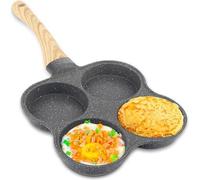 Poêle à œufs multifonctionnelle en aluminium d'une contenance de 4 tasses, avec revêtement anti-éclaboussures - Poêle à omelette - Poêle à œufs au plat - Idéale pour les cuisinières, les plaques vitro