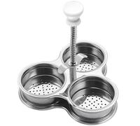 Poêle à œufs pochés appareil à œufs pochés poêle en acier inoxydable avec trou pochoir de qualité alimentaire avec 3 coupelles et poignée en ABS coupelles