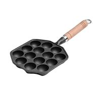 Poêle Aebleskiver antiadhésive en fonte Takoyaki avec poignée amovible, 14 emplacements sûrs et durables, facile à utiliser pour faire des boules de crêpes