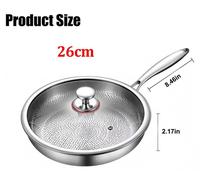 Poêle antiadhésive de 26 cm - Poêle en titane - Marque "Reines Titan" - Sans revêtement - Surface antiadhésive - Motif en écailles de poisson martelé - Avec couvercle - Compatible gaz et induction
