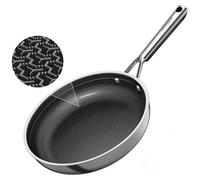 Poêle antiadhésive de 28 cm, en acier inoxydable, avec revêtement en céramique DiamondTitan, compatible induction, structure en nid d'abeille, manche refroidissant, et lavable au lave-vaisselle