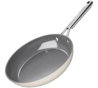 Poêle antiadhésive de 28 cm, revêtement en céramique diamant-titane, compatible avec les plaques à induction, résistante à la chaleur du four, couleur beige