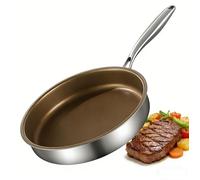 Poêle antiadhésive de 28 cm, revêtement en titane, en acier inoxydable, compatible induction, avec manche amovible
