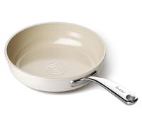 Poêle antiadhésive en céramique, 20 cm, compatible avec les plaques à induction, résistante à la chaleur du four, lavable au lave-vaisselle, couleur beige