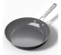 Poêle antiadhésive en céramique, 28 cm, avec revêtement diamant-titane, compatible avec les plaques à induction, de couleur grise, résistante à la chaleur du four jusqu'à 260°C