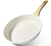 Poêle antiadhésive en céramique, 30 cm, compatible avec les plaques à induction, non toxique, de couleur blanche