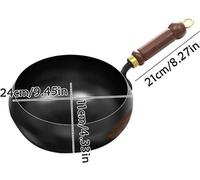 Poêle antiadhésive japonaise forgée à la main – 24 cm – Acier inoxydable non revêtu – Convient à la cuisson à l'air libre, aux cuisinières à gaz et aux plaques à induction – Noir
