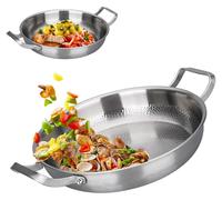 Poêle antiadhésive - Poêle en titane avec deux poignées latérales - 30 cm - Revêtement antiadhésif - Fond plat - Pour la cuisson