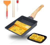 Poêle antiadhésive rectangulaire Unyqoos® en aluminium robuste, avec accessoires : compatible induction, gaz et plaques électriques, manche amovible, spatule et brosse