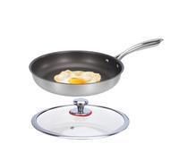 Poêle Antiadhésive Titane - Acier Inoxydable Ustensiles De Cuisine | Induction Compatible Sans PFOA Sauteuse, Poêle À Frire Pour Crêpes, Œufs, Familles Et Débutants Amateurs