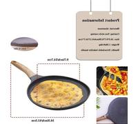 Poêle antiadhésive universelle avec manche en bois | Convient à toutes les sources de chaleur | Poêle en aluminium avec revêtement antiadhésif | Cuisson sans fumée