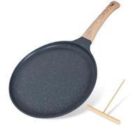 Poêle antiadhésive Unyqoos® de 28 cm – Poêle idéale pour les crêpes, les pancakes et les omelettes, avec revêtement en pierre Maifan, alliage d'aluminium renforcé, sans , manche en bois amovible