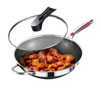 Poêle Antiadhésive Ustensile de Cuisson Poêle à Frire avec Revêtu | Léger et Résistant avec Couvercle Anti-Rayures pour Crêpes, Soupes, Œufs - Nettoyage Facile