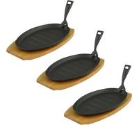 Poêle avec planche à découper ovale (27,5 x 17,5 x 2 cm) en fonte, lot de 3 pièces