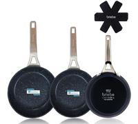 Briebe Black Titanium Set 3 poêles à induction antiadhésives en titane 20-24-28 cm, aluminium forgé noir