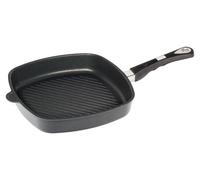 Poêle carrée de 28x28 cm, avec plaque de cuisson grill, compatible induction, revêtement antiadhésif