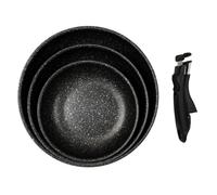 Poêle - Cook Concept - Effet Pierre - Poignée Universelle - Noir