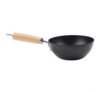 Poêle de cuisine en fer antiadhésive avec base plate pour wok offrant un chauffage réactif et une compatibilité avec tous les poêles courants (18 cm)