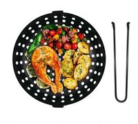 Poêle de grill Benzoa® avec poignée pliante et fond perforé – Revêtement antiadhésif, surface en acier inoxydable, grande capacité pour griller, saisir et mijoter