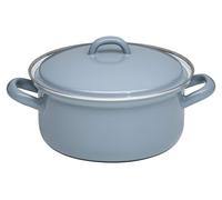 Poêle émaillée avec couvercle, 16 cm, 1,0 litre, gris clair, compatible induction