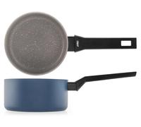 Poêle en acier de 16 cm, antiadhésive, en aluminium, de couleur bleu pétrole