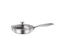 Poêle En Acier Inoxydable, Poêle À Frire Avec Couvercle, Poêle À Induction | Batterie De Cuisine Compatible Induction, Passe Au Lave-vaisselle Et Au Four(28cm with lid)