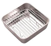 Poêle en acier inoxydable pour friteuses à air chaud, panier de friteuse à air chaud avec fonction grill, poêle pour friteuses à air chaud, poêle en fonte facile à nettoyer, 16 × 16 × 5 cm, argent