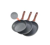 VEVOR Poêle en Aluminium 3PCs 25/28/32,5 cm, Sauteuse Antiadhésive Pré-assaisonnée avec Poignée Résistante à la Chaleur, Ustensiles de Cuisine Restaurant, pour Gaz, Électrique, Induction, Gris
