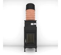 Poêle en faïence Brunner B4 porte pivotante plat 14,5 kW hydro Accumulateur modulaire superposé MAS 440 ⌀ 180, Cadre noir