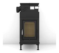 Poêle en faïence Brunner B4 porte pivotante plat 14,5 kW hydro ohne Haubenvariante, Cadre noir