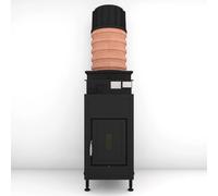 Poêle en faïence Brunner B4 porte tournante porte en fonte 14,5 kW Hydro Capot moulé MAS 440 module d'extension réservoir de stockage double coque Ø 180 mm, Frontplatte Guss 48 x 83 cm
